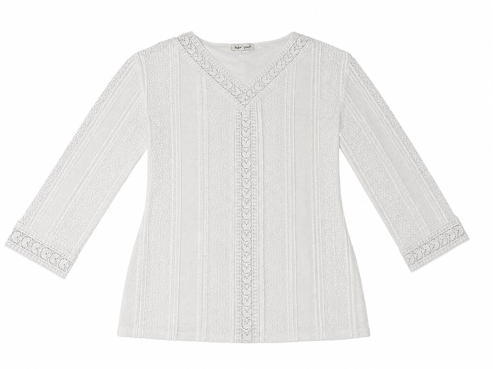 Indigo Soul White Crochet Lace Boho Tunic Blouse Size Small